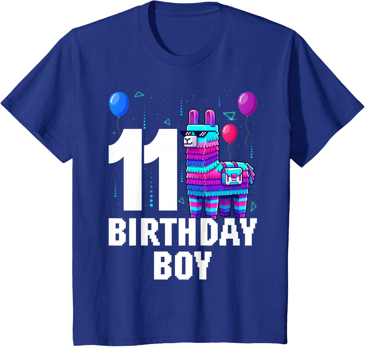 11th Birthday Boy Llama for 11 Years Old Gamers T-Shirt - Royal Blue