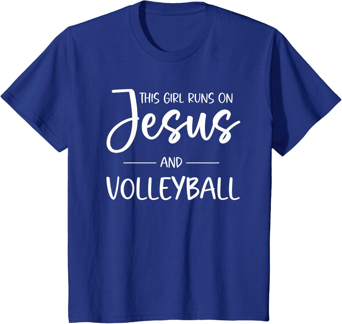 Christian Volleyball Teen Girls Jesus & Volleyball T-Shirt - Royal Blue