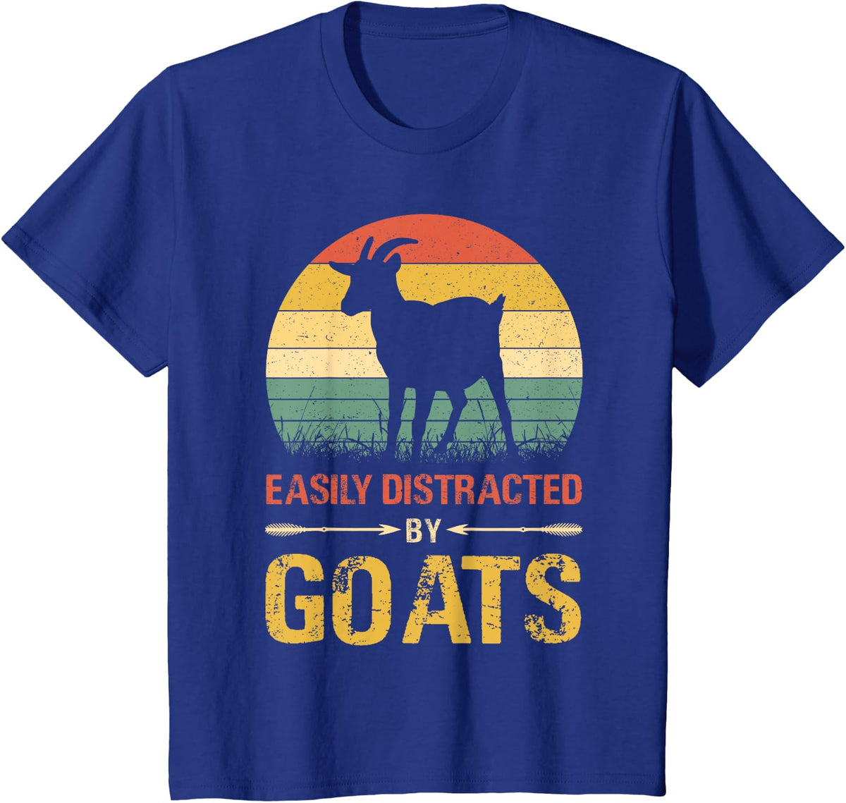 Easily Distracted By Goats Retro Vintage Farm Goat Lover T-Shirt - Royal Blue