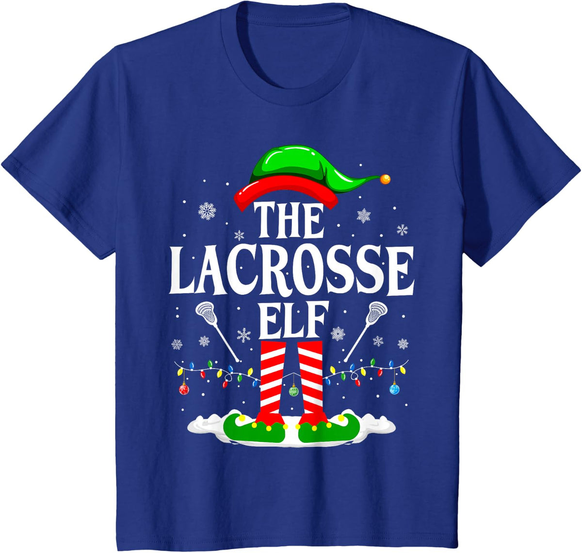 The Lacrosse Elf Funny Matching Xmas Lacrosse Christmas Lax T-Shirt - Royal Blue