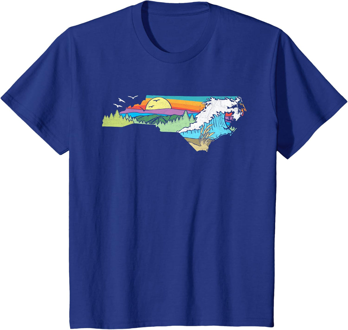 North Carolina Outdoors Retro Nature Lover Graphic T-Shirt Small - Royal Blue