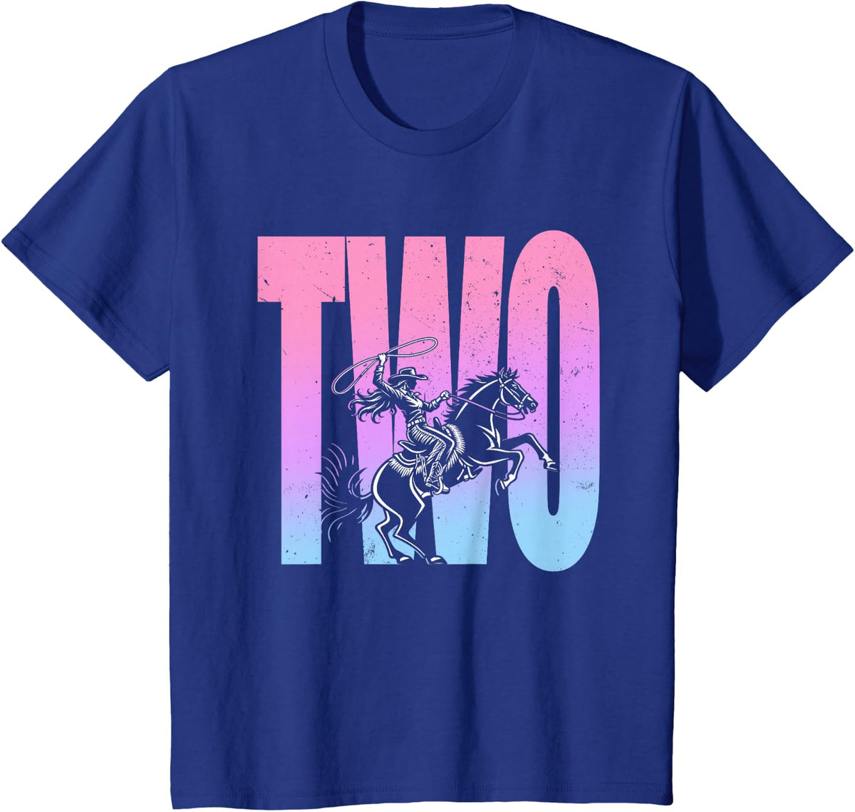 2nd Birthday Rodeo Western Cowgirl Riding Horse Party T-Shirt - Royal Blue