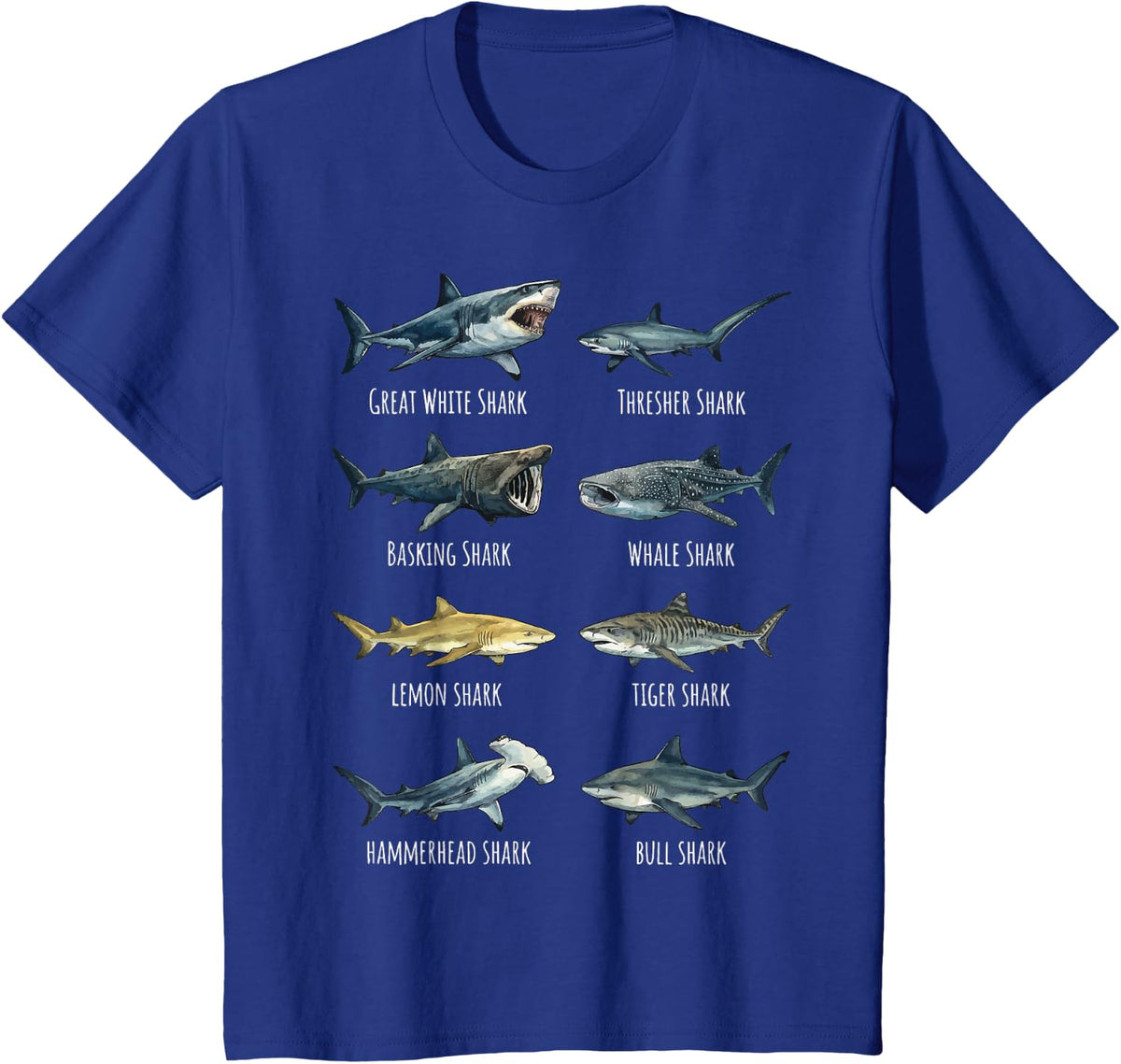 Shark Guide Hammerhead Shark Thresher Shark T-Shirt Tee for Men Women - Royal Blue