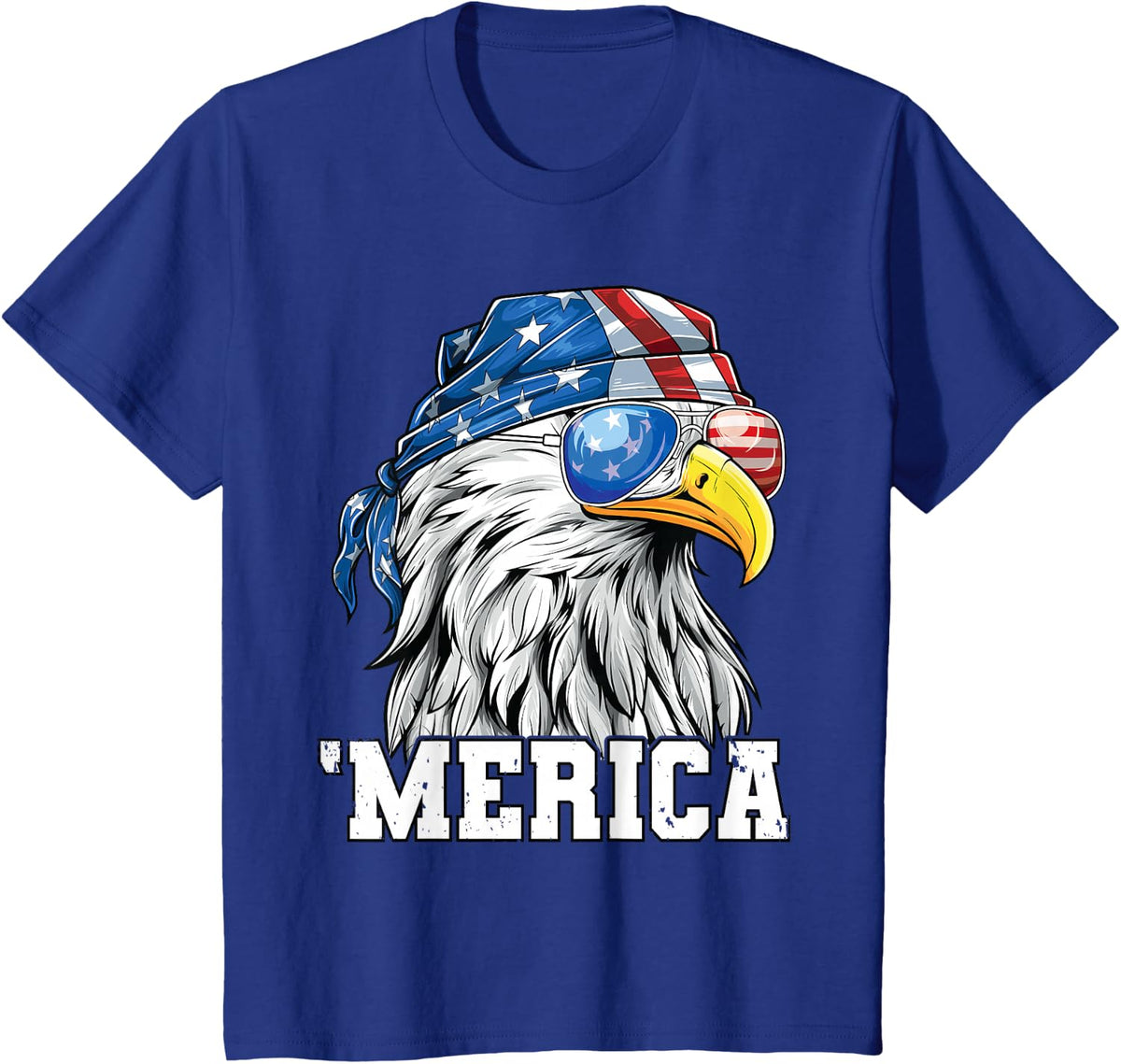 Patriotic 4th of July Shirt Men USA Flag Merica Bald Eagle T-Shirt - Royal Blue