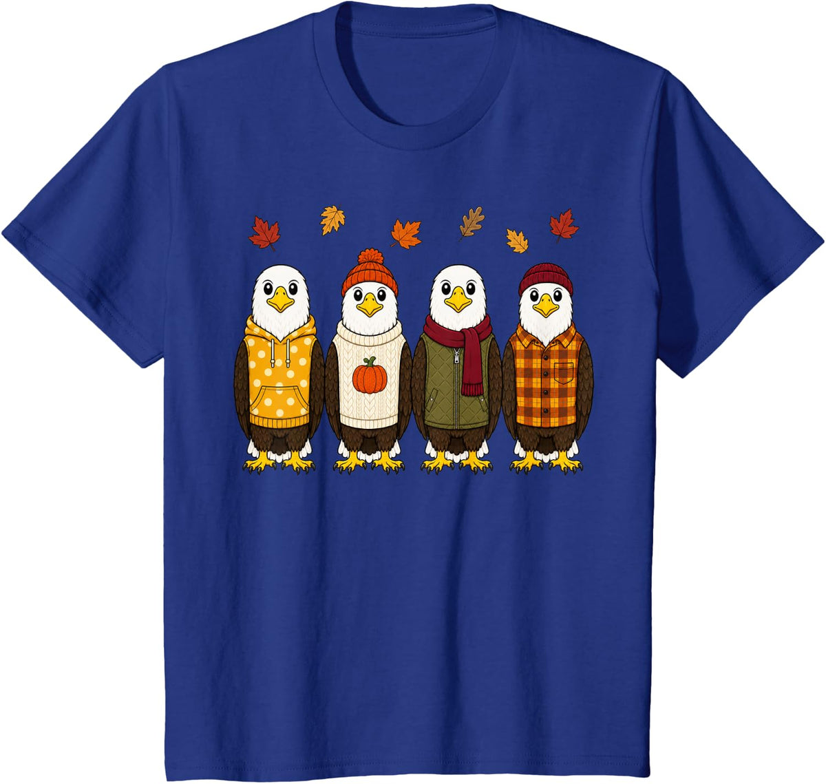 Bald Eagle Fall Autumn Season Pumpkin Bird T-Shirt - Royal Blue