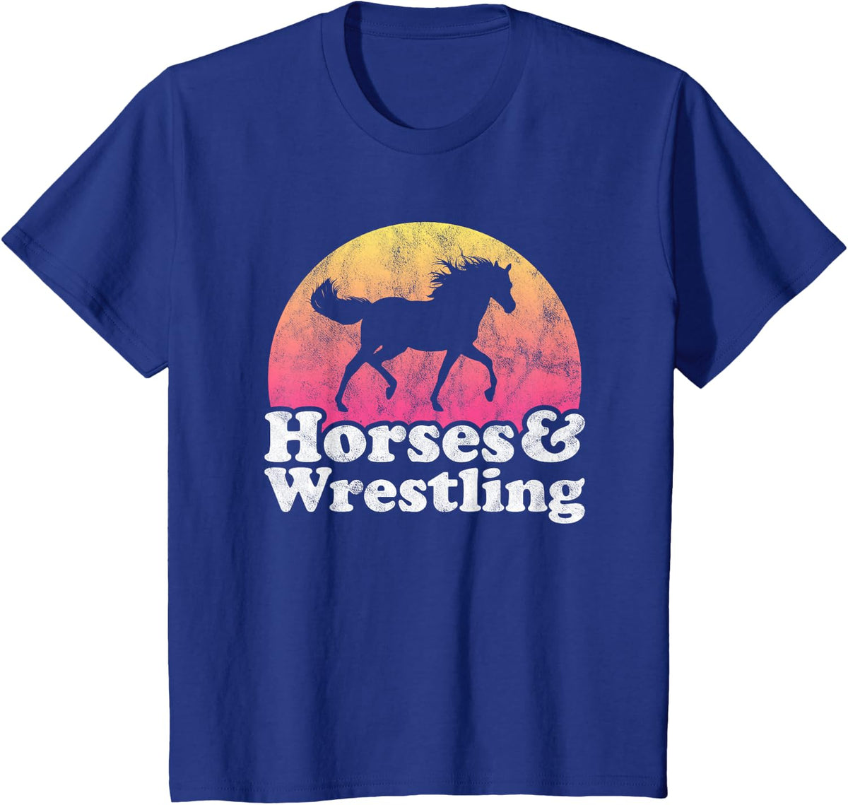 Horse and Wrestler Women or Girls Horses Wrestling T-Shirt - Royal Blue