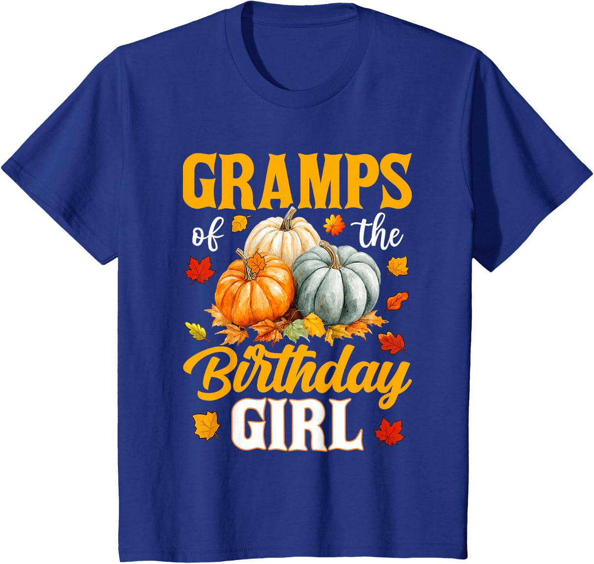 Gramps of The Birthday Girl Halloween Pumpkin T-Shirt - Royal Blue