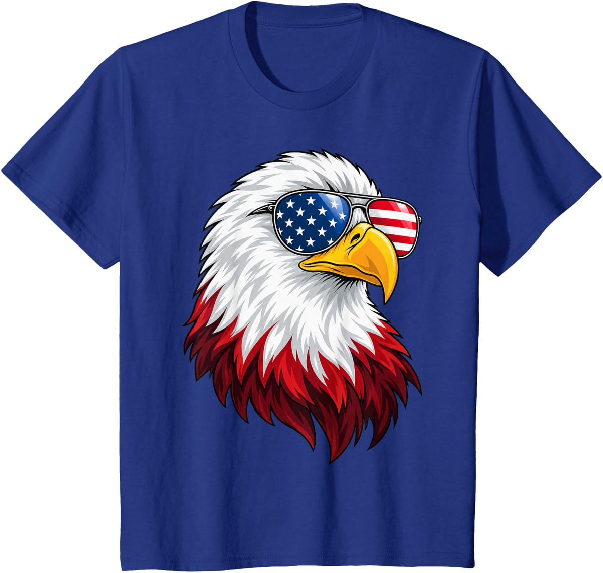 Bald Eagle Aviator Sunglasses American Flag Graphic T-Shirt - Royal Blue