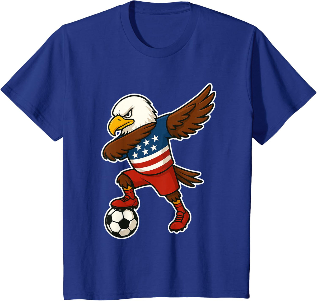 Funny Dabbing Bald Eagle USA Soccer - USA Flag Soccer T-Shirt - Royal Blue