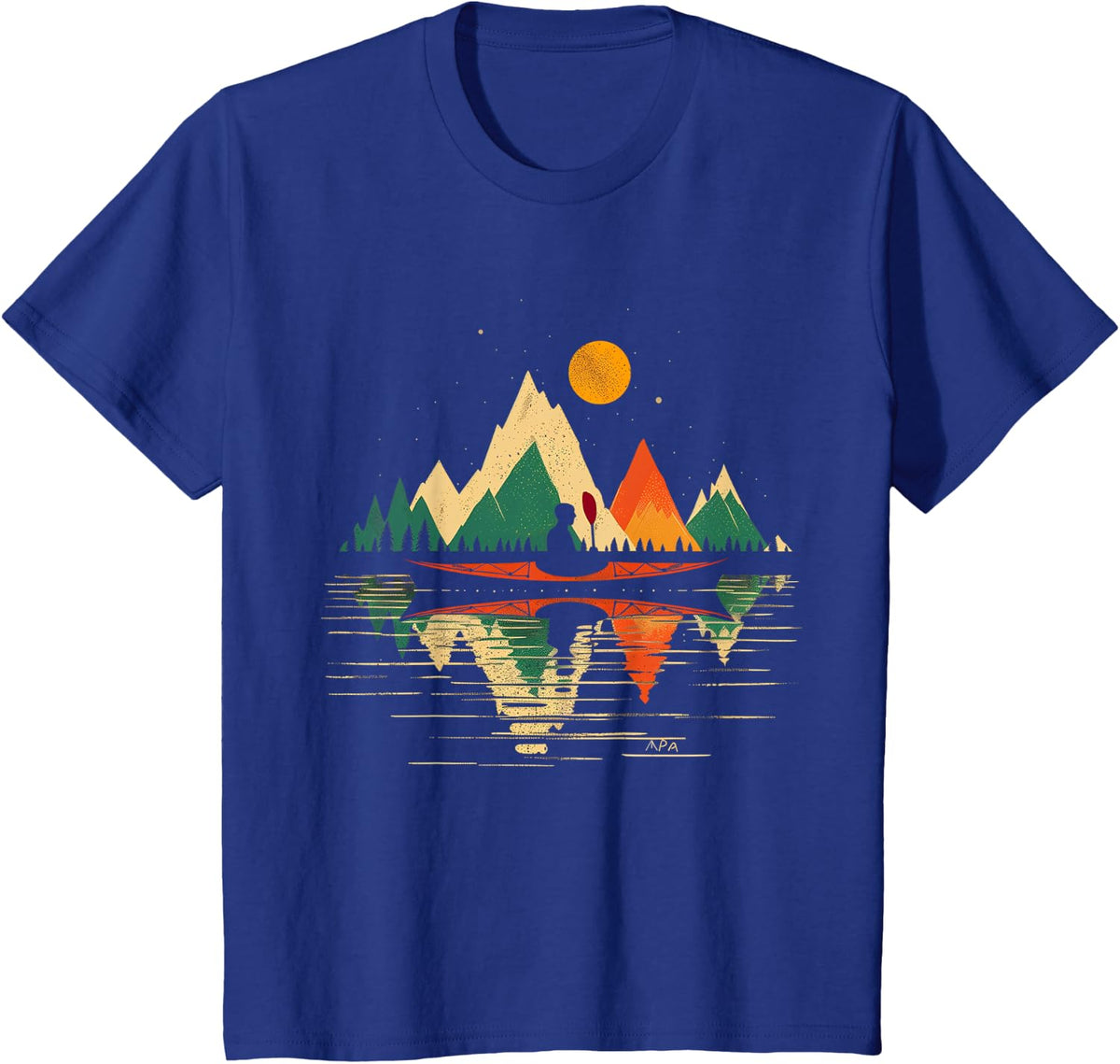 Kayaking Vintage Retro Mountains Canoe Canoeing Kayak T-Shirt - Royal Blue