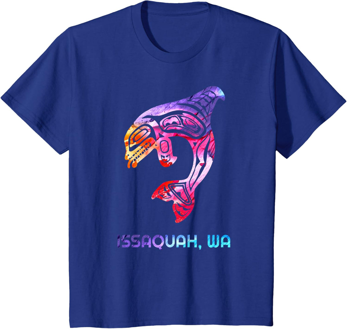 Issaquah Washington Native American Indian Orca Killer Whale T-Shirt - Royal Blue