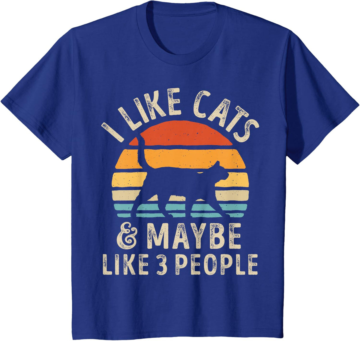 I Like Cats and Maybe Like 3 People Cat Retro Men T-Shirt - Royal Blue