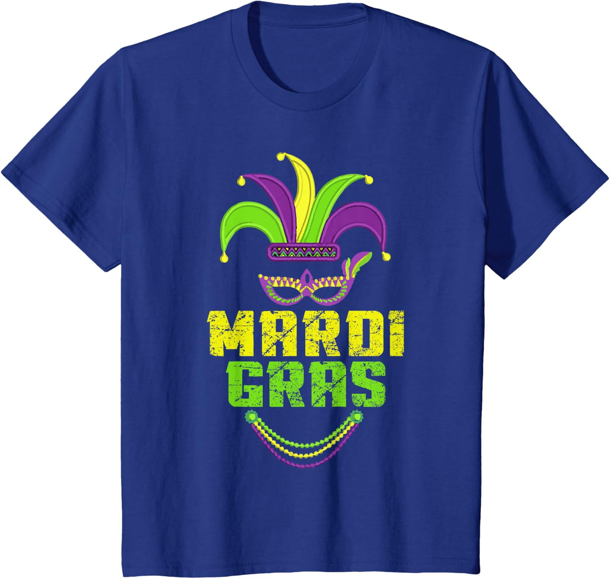 Mardi Gras Shirts For Men Jester Costume Mask Parade T-Shirt - Royal Blue