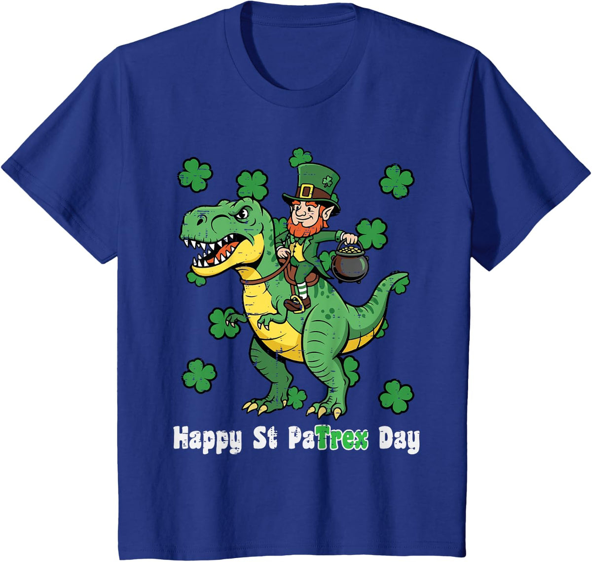 Kids Happy St Patrex Patricks Day Dino Saint Paddys Boys Kids T-Shirt - Royal Blue
