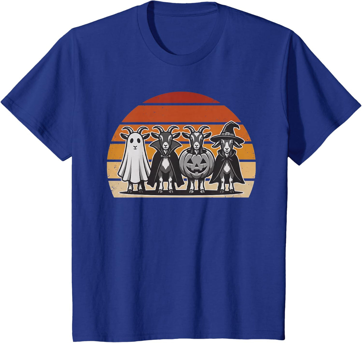 Goat Costume Halloween Group Ghost Vampire Pumpkin Witch T-Shirt - Royal Blue