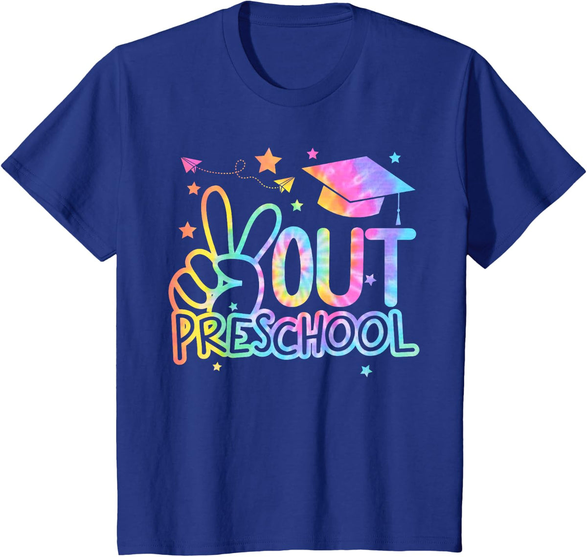 Peace Out Preschool Last Day Of School Tee Pre-K Teacher T-Shirt - Royal Blue
