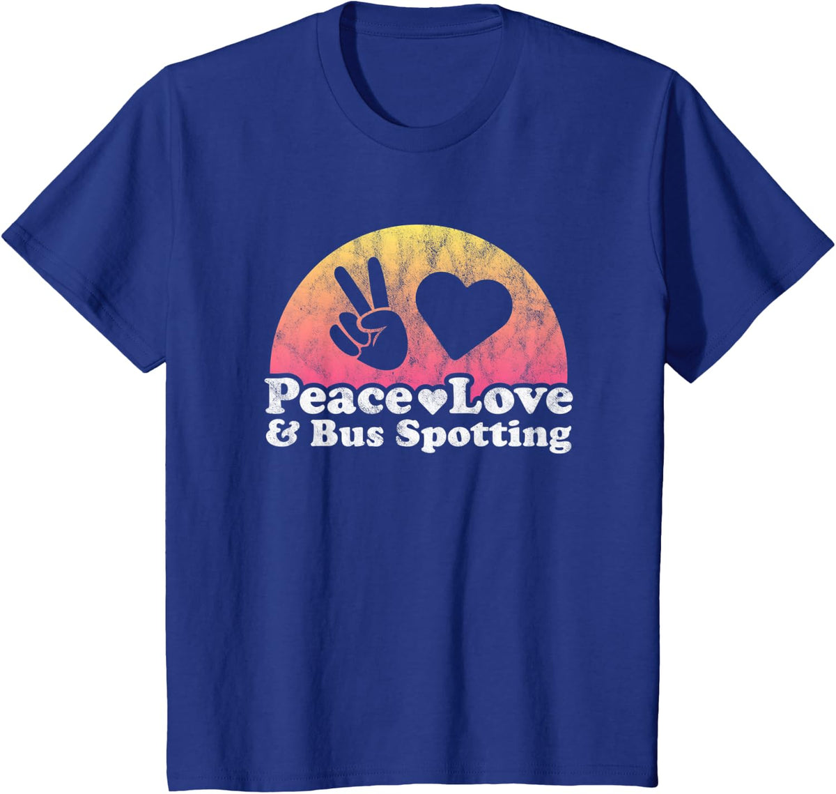 Peace Love and Bus Spotting T-Shirt - Royal Blue