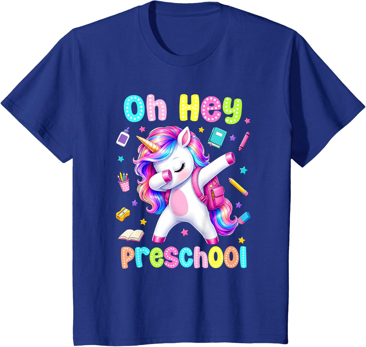 Back to School Oh Hey Preschool Unicorn Teachers Students T-Shirt - Royal Blue