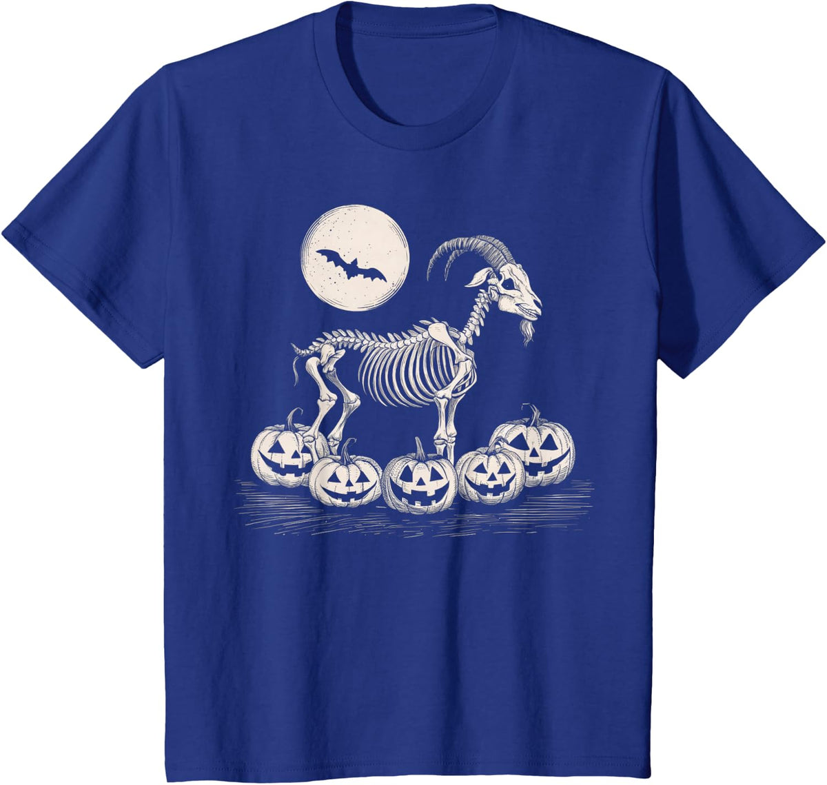Goat Skeleton Halloween Men Women Kids T-Shirt - Royal Blue