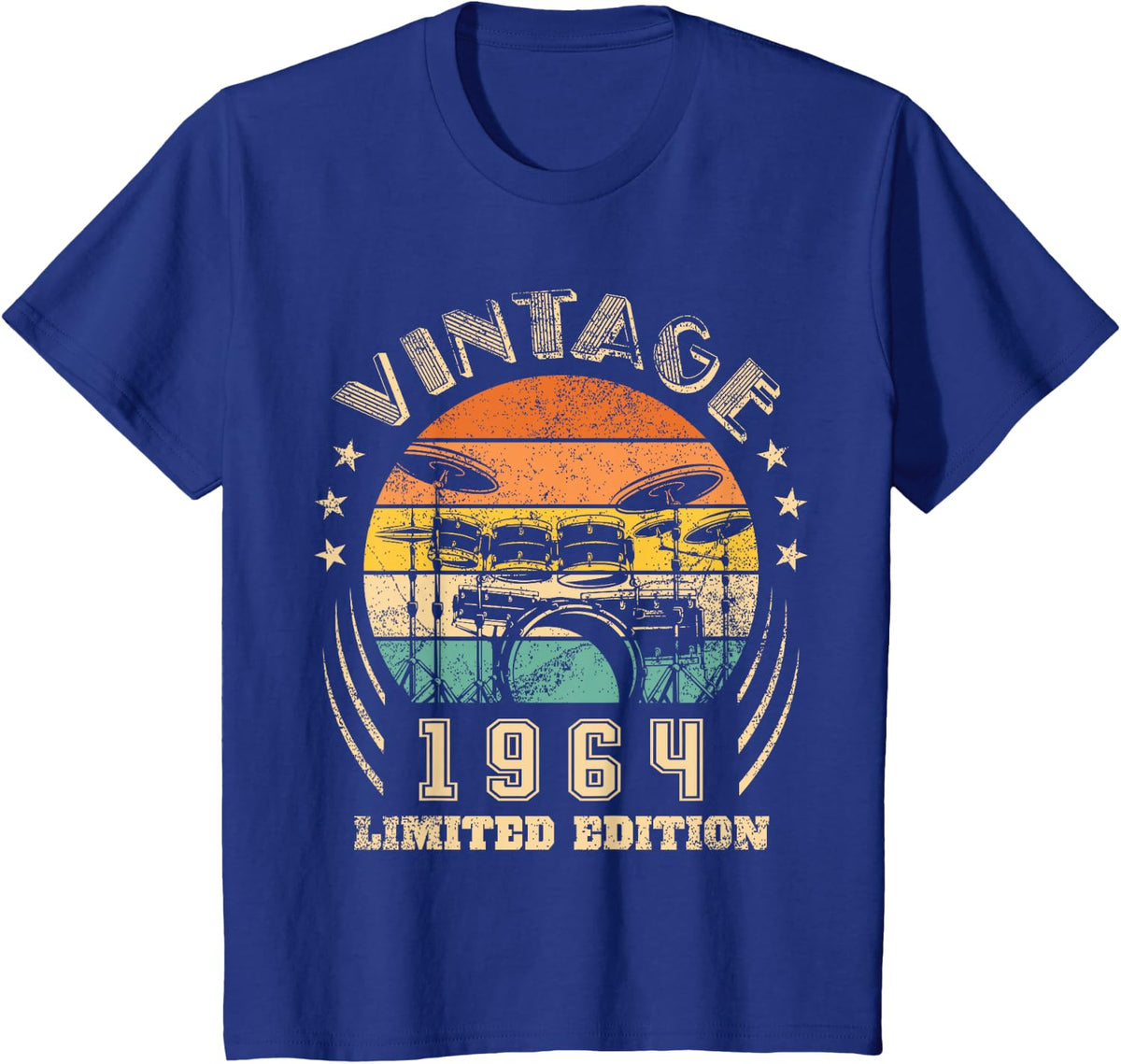 58th Birthday Gifts Drums Drummer Retro 1964 Drumset T-Shirt - Royal Blue