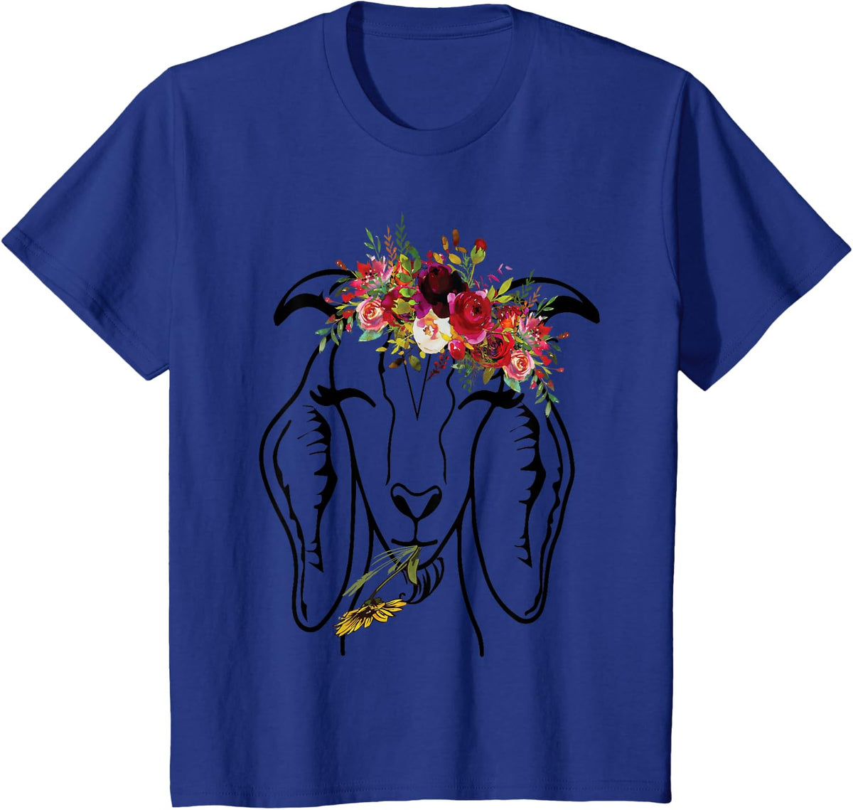 Goats Floral Bandana Headband - Farm Animal Goat Graphics T-Shirt - Royal Blue