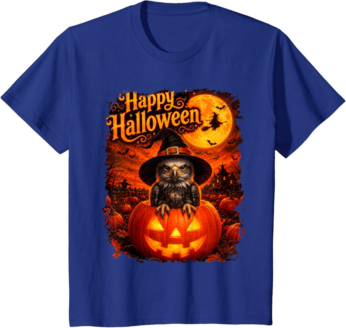 Cute Bald Eagle Happy Halloween Night T-Shirt - Royal Blue