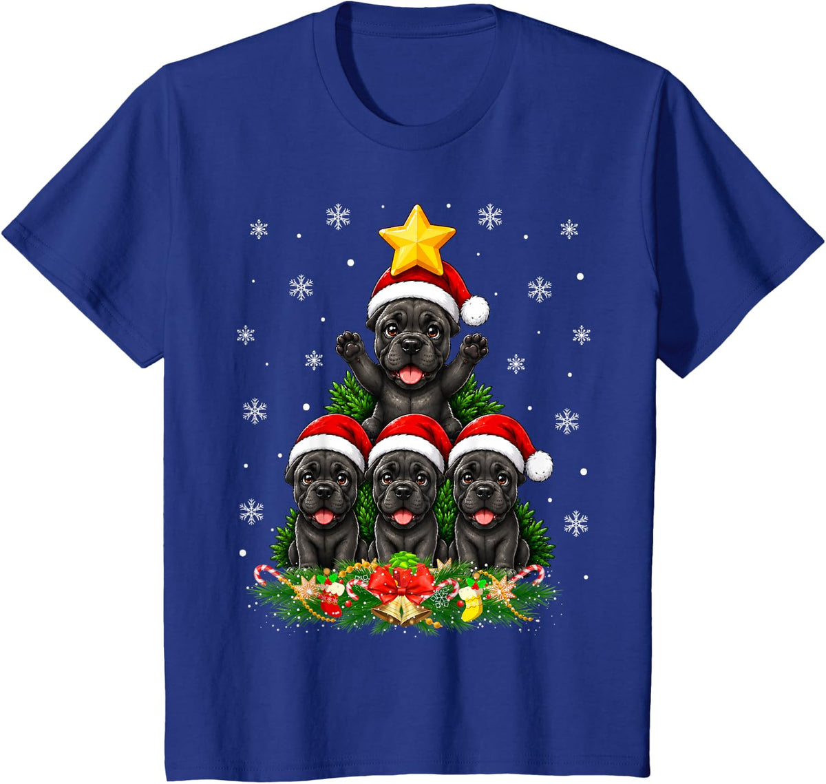 Cute Cane Corso Dog Christmas Tree Festive Xmas T-Shirt - Royal Blue