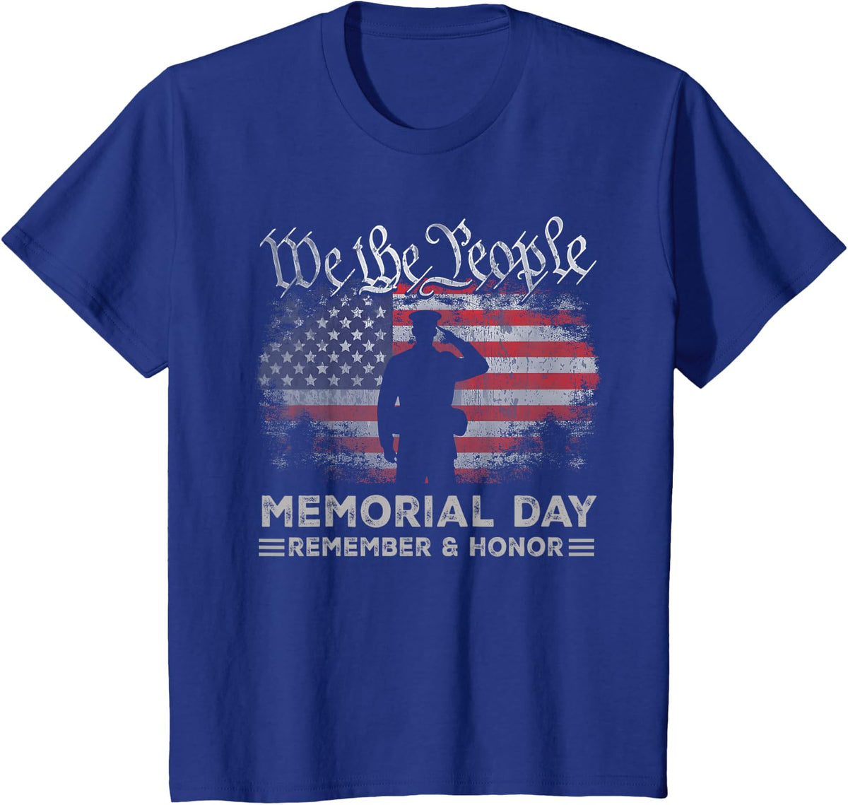 Memorial Day Remember Honor US American Flag Veterans Day T-Shirt - Royal Blue