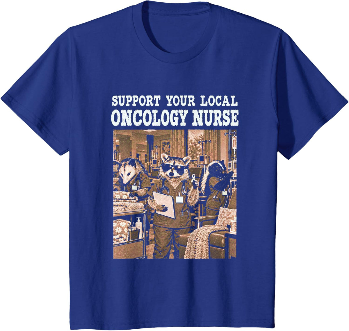 Funny Raccoon Opossum T-Shirt - Royal Blue