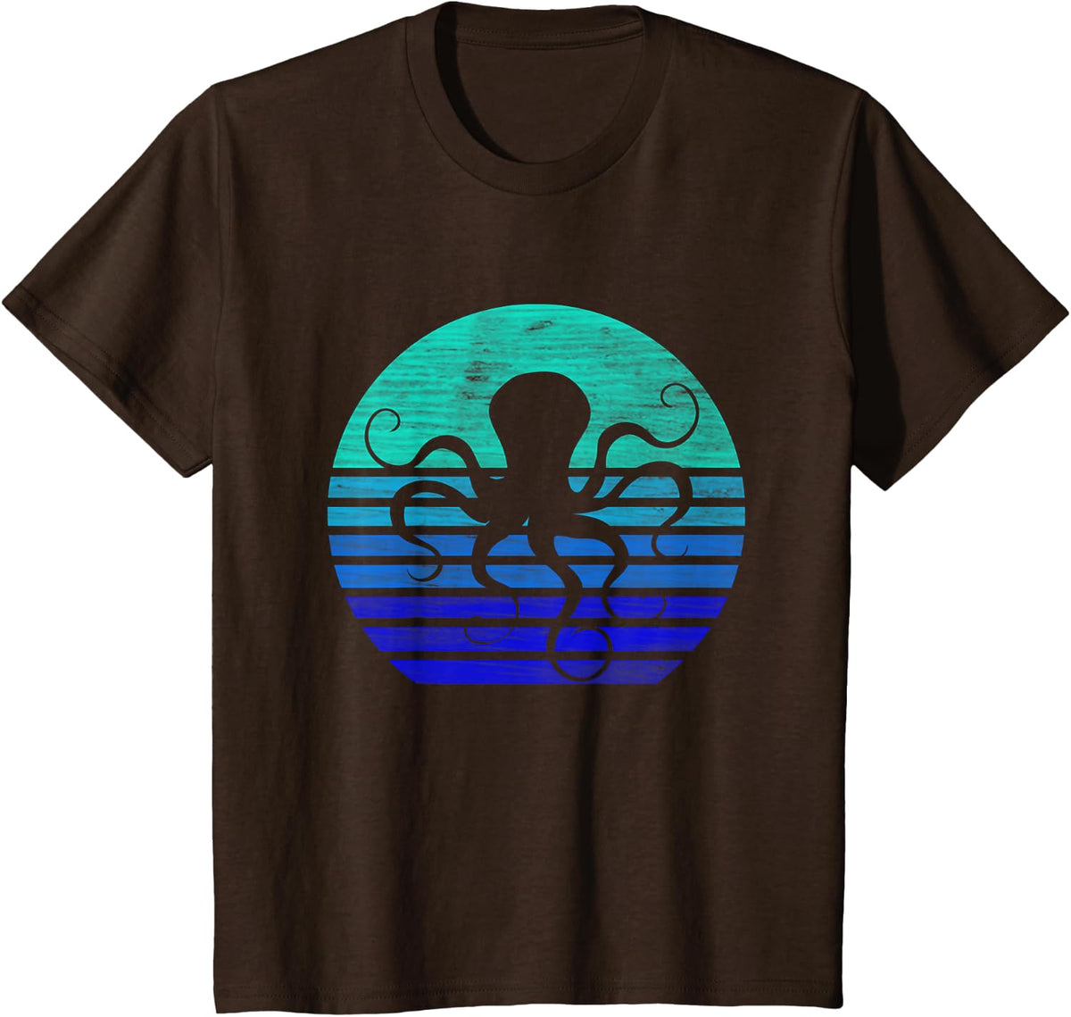Retro Octopus Silhouette T-Shirt - Brown