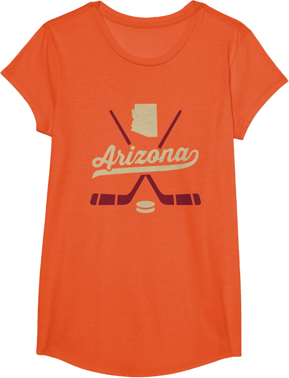 Vintage Arizona Ice Hockey Sticks Sports Team Fan Gift T-Shirt - Girls Orange