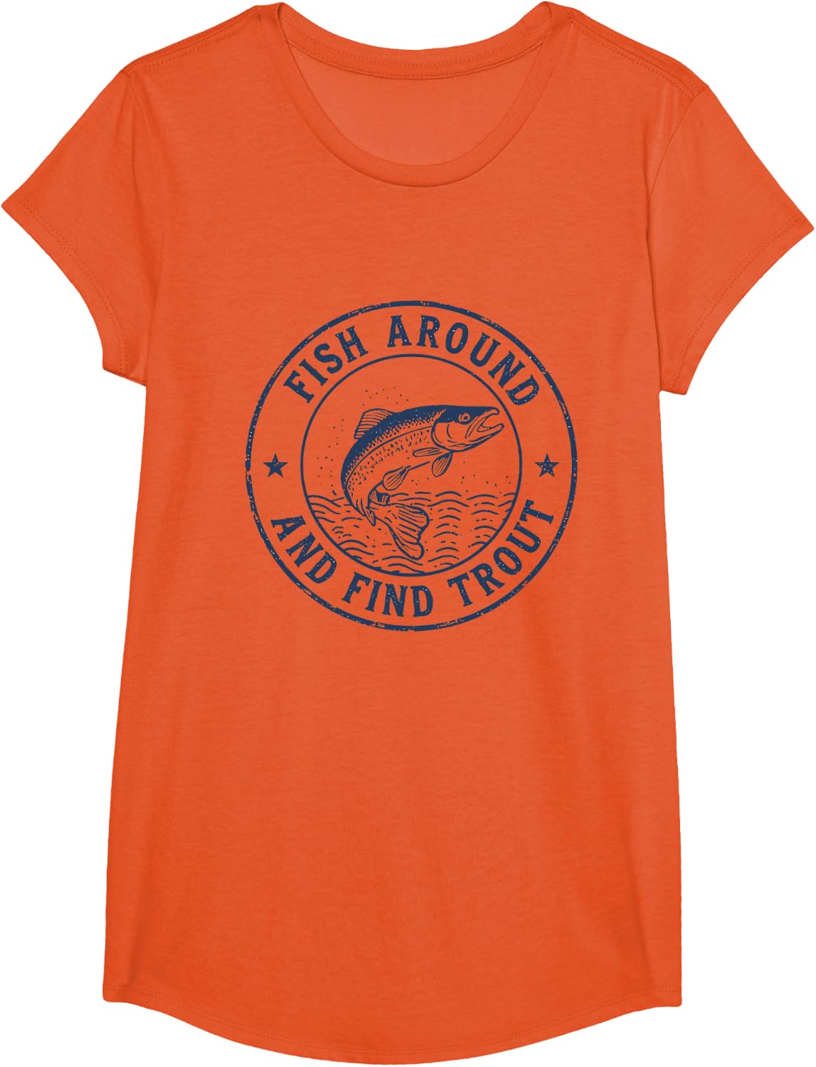 Fish Around and Find Trout Funny Fishing T-Shirt - Girls Orange
