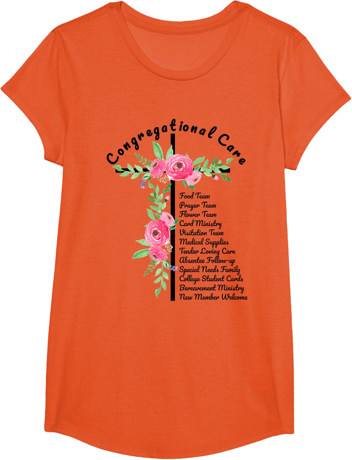 Congregational Care Christian T-Shirt - Girls Orange
