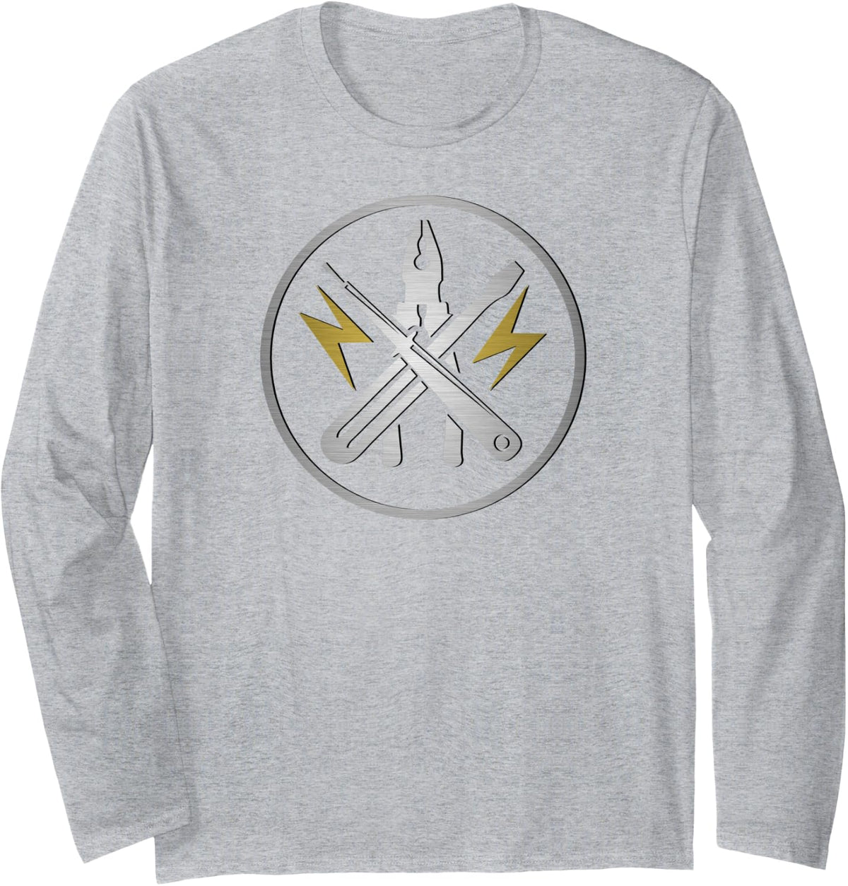 Electrician Electrical Engineering Craftsman Electronics Guild Logo Long Sleeve T-Shirt - Adult Unisex Heather Grey