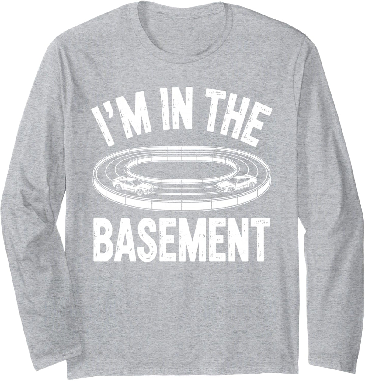 Slot Car Design for Men Women Kids Slot Car Racing Long Sleeve T-Shirt - Adult Unisex Heather Grey
