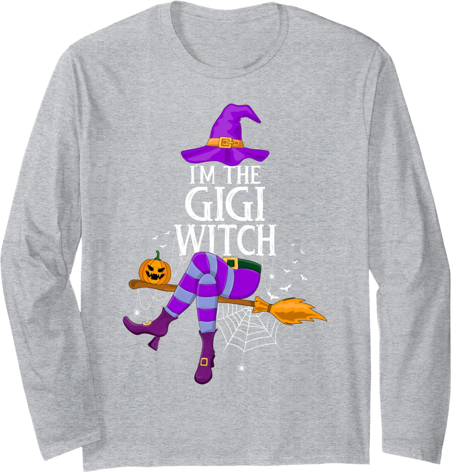 Matching Family Costume I'm The Gigi Witch Halloween Women Long Sleeve T-Shirt - Adult Unisex Heather Grey