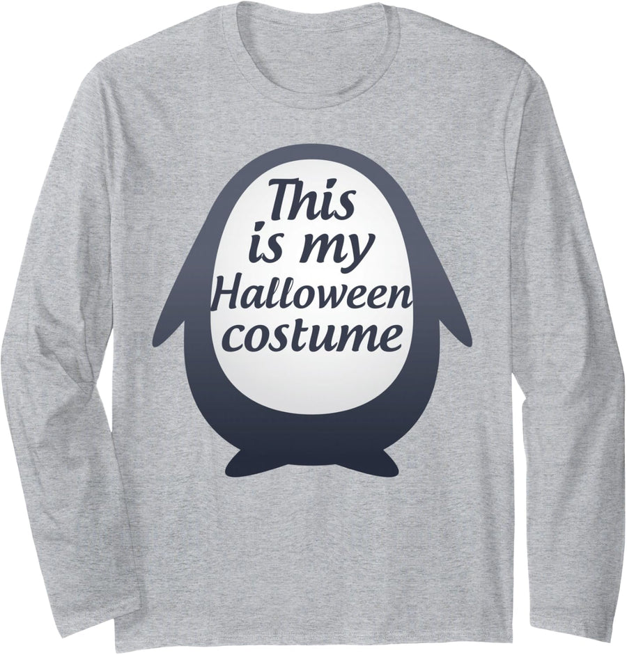 This is My Halloween Costume Funny Penguin Long Sleeve T-Shirt - Adult Unisex Heather Grey