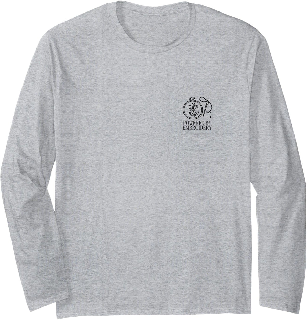 Powered By Embroidery Minimalist Needlework Stitching Long Sleeve T-Shirt - Adult Unisex Heather Grey