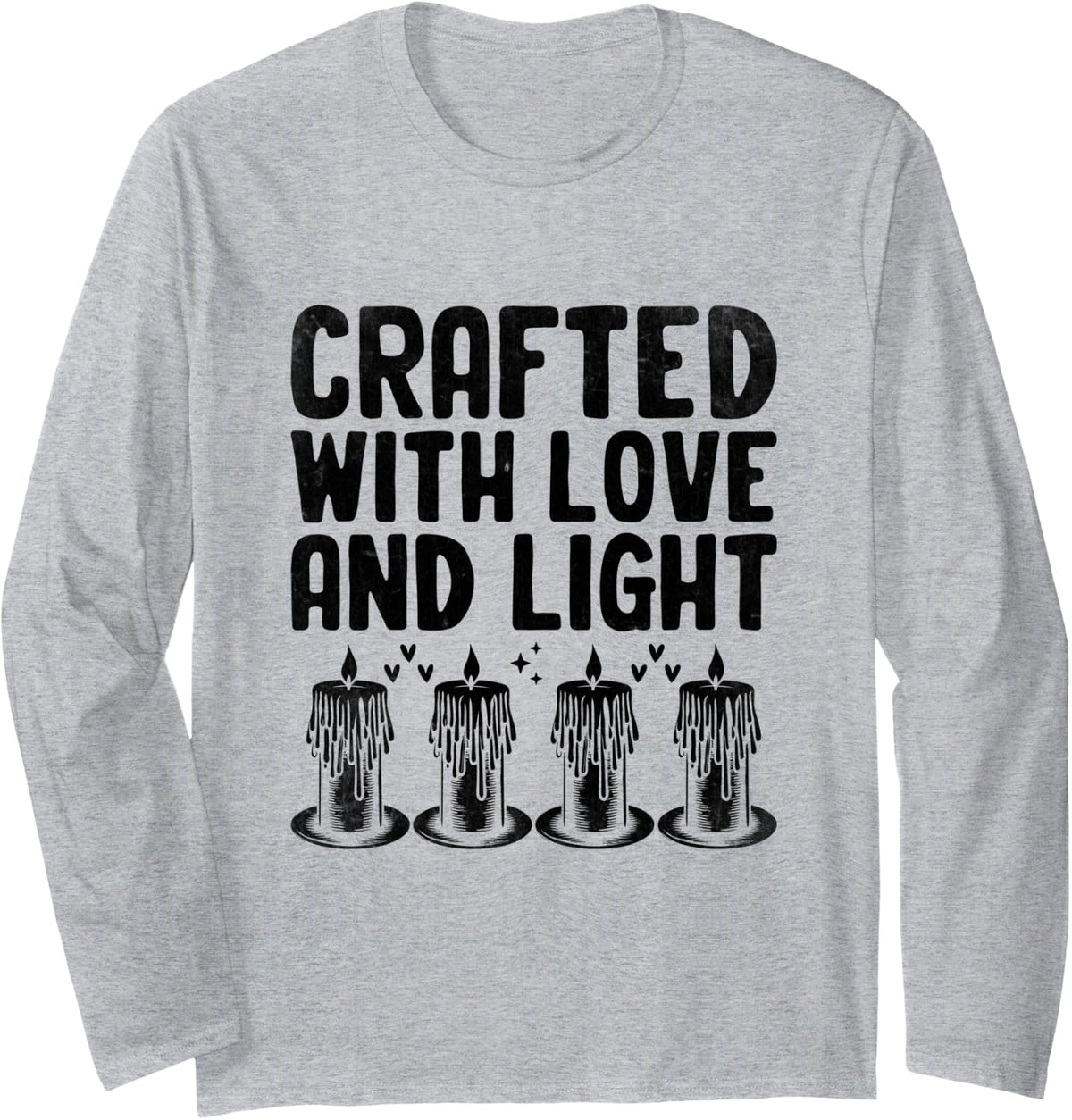 Crafted With Love And Light Candle Maker Wax Long Sleeve T-Shirt - Adult Unisex Heather Grey