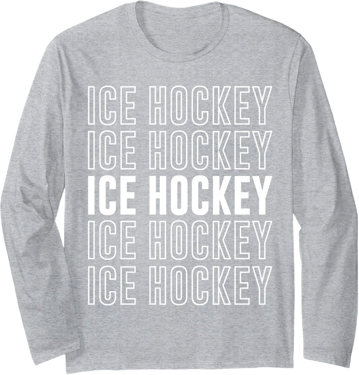 Ice Hockey Long Sleeve T-Shirt - Adult Unisex Heather Grey