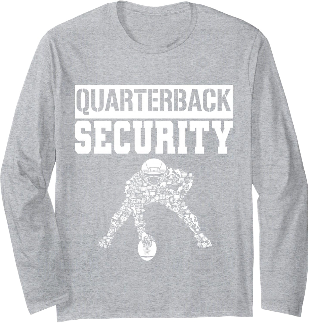 Football Offensive Lineman Quarterback Protection Security Long Sleeve T-Shirt - Adult Unisex Heather Grey