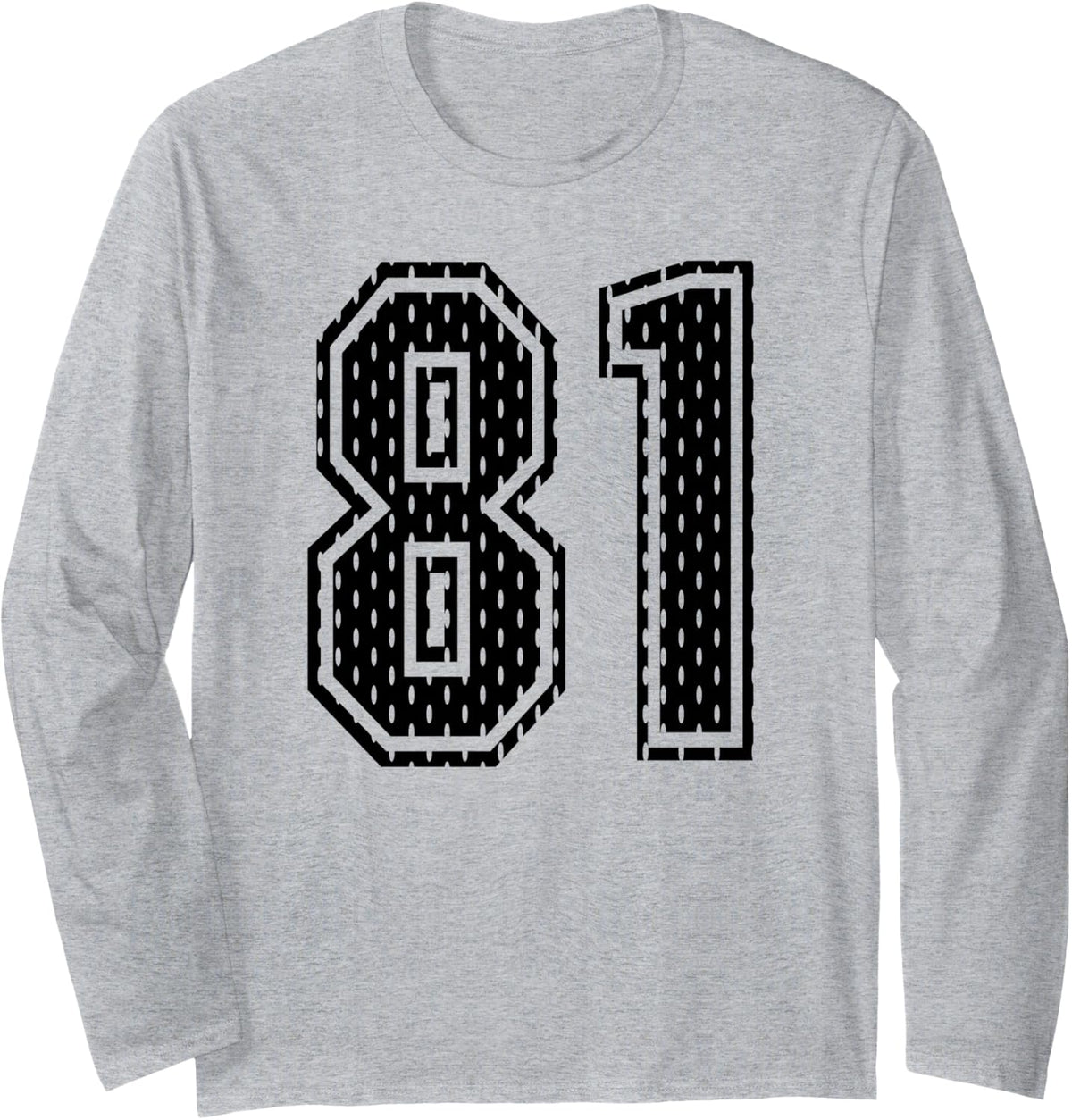 Black Number 81 Sports Fan #81 Jersey Shirt Team Player Long Sleeve T-Shirt - Adult Unisex Heather Grey