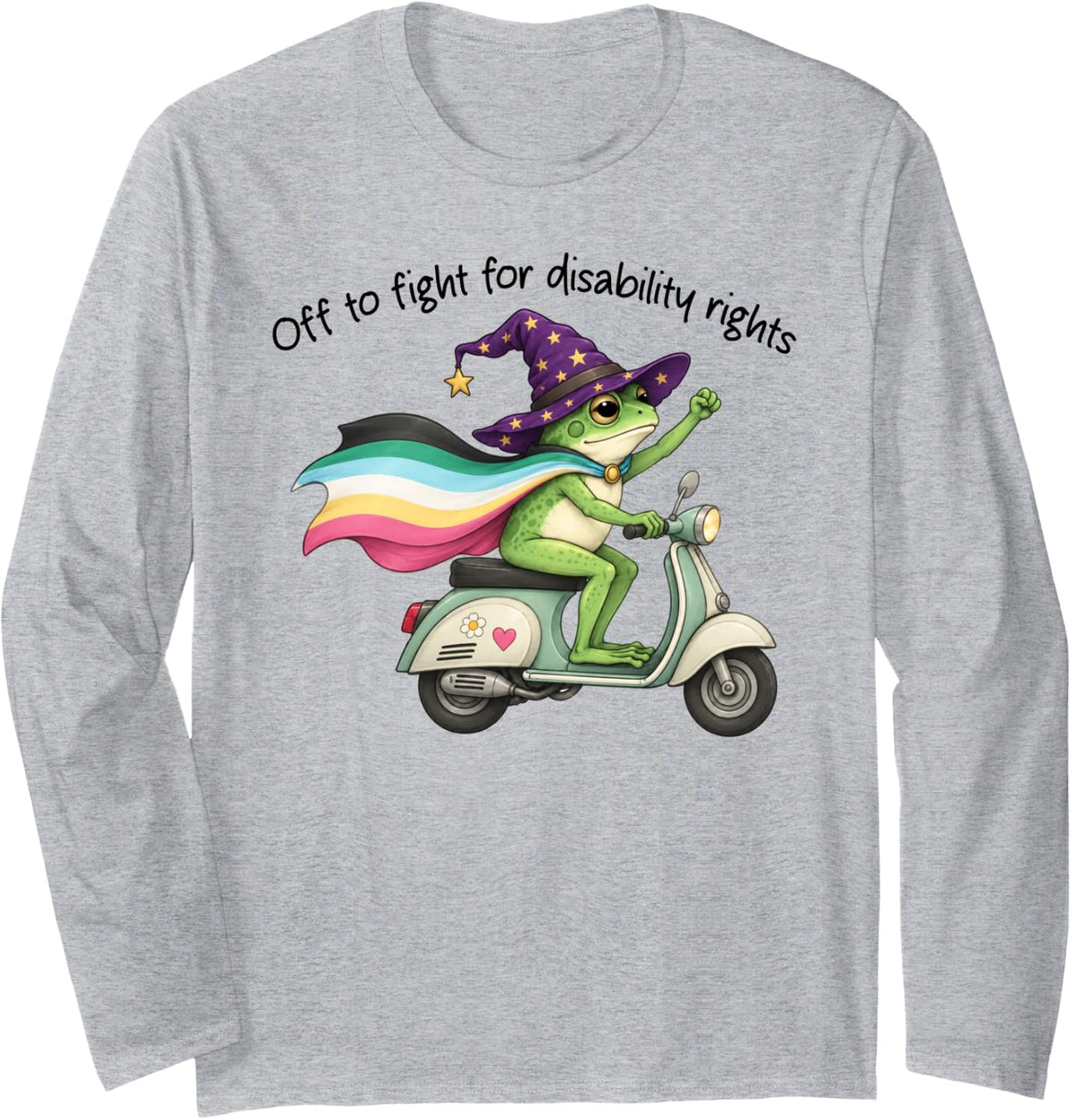 Neurodiversity Ally Meme Off to Fight for Disability Rights Long Sleeve T-Shirt - Adult Unisex Heather Grey