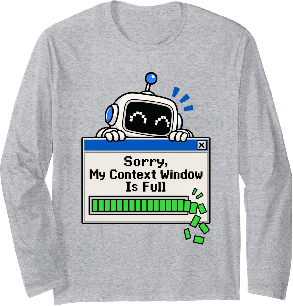 Funny AI Humor Programmer Coder Tech Geek Nerd Joke Long Sleeve T-Shirt - Adult Unisex Heather Grey
