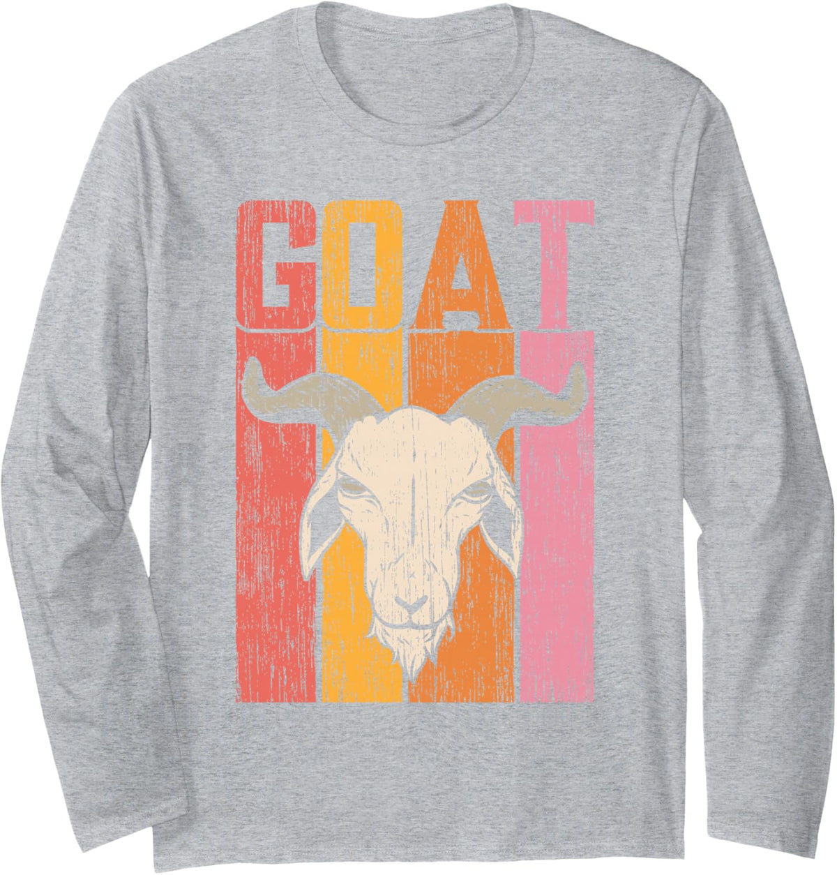 Goat Vintage Goat Head Long Sleeve T-Shirt - Adult Unisex Heather Grey