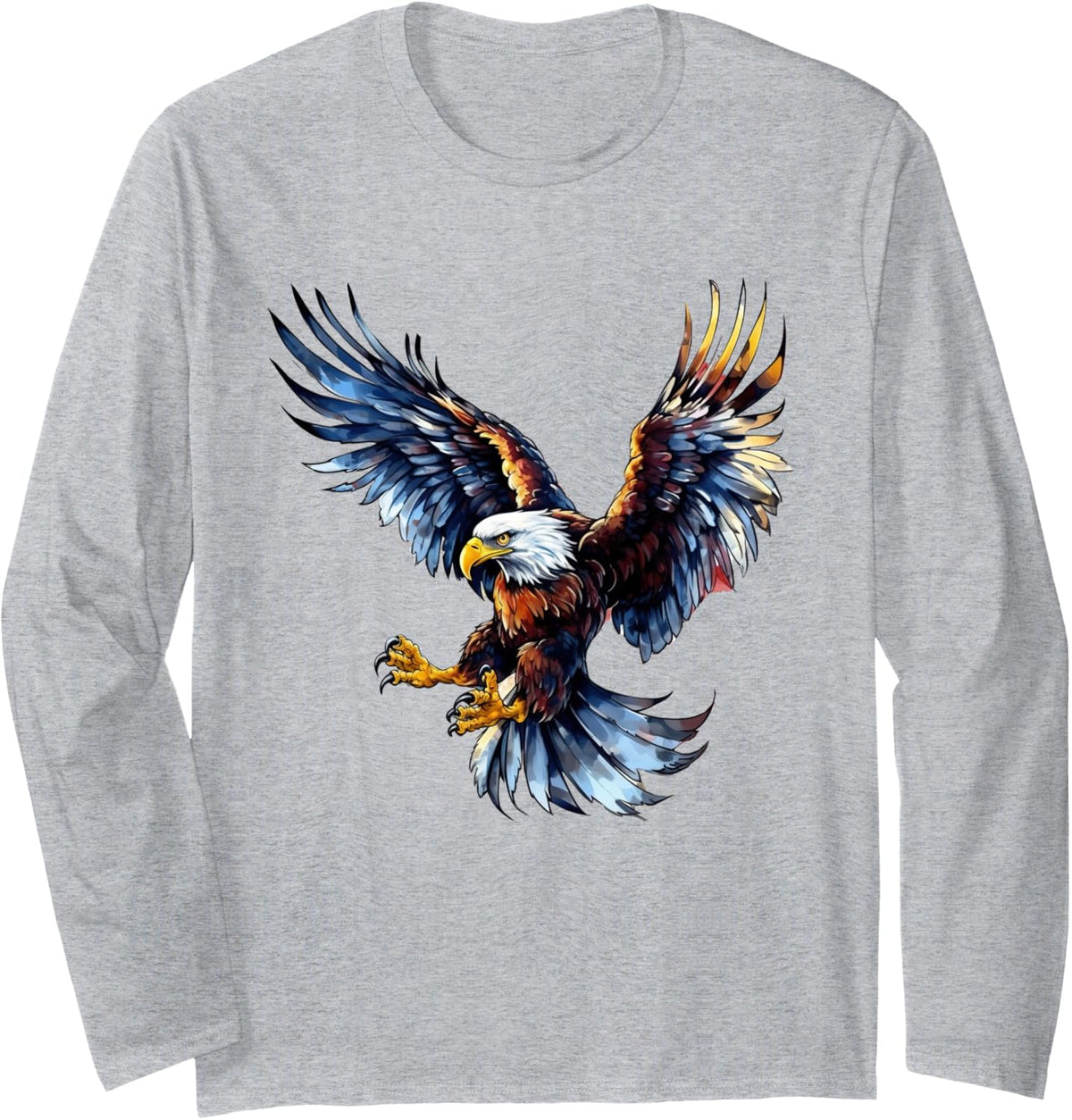 Majestic Bald Eagle Long Sleeve T-Shirt - Adult Unisex Heather Grey