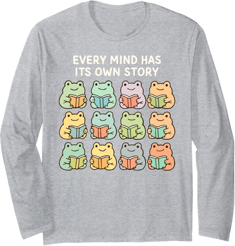 Every Mind Has Its Own Story Frog Neurodiversity SPED Squad Long Sleeve T-Shirt - Adult Unisex Heather Grey
