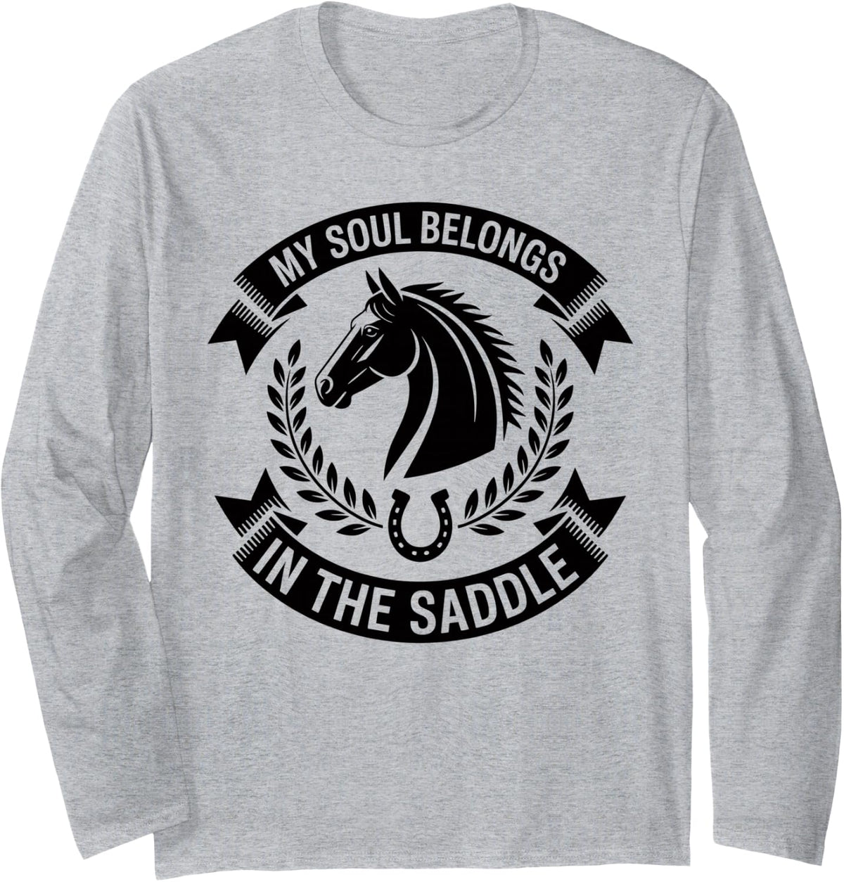 Funny Horseback Riding Equestrian Long Sleeve T-Shirt - Adult Unisex Heather Grey