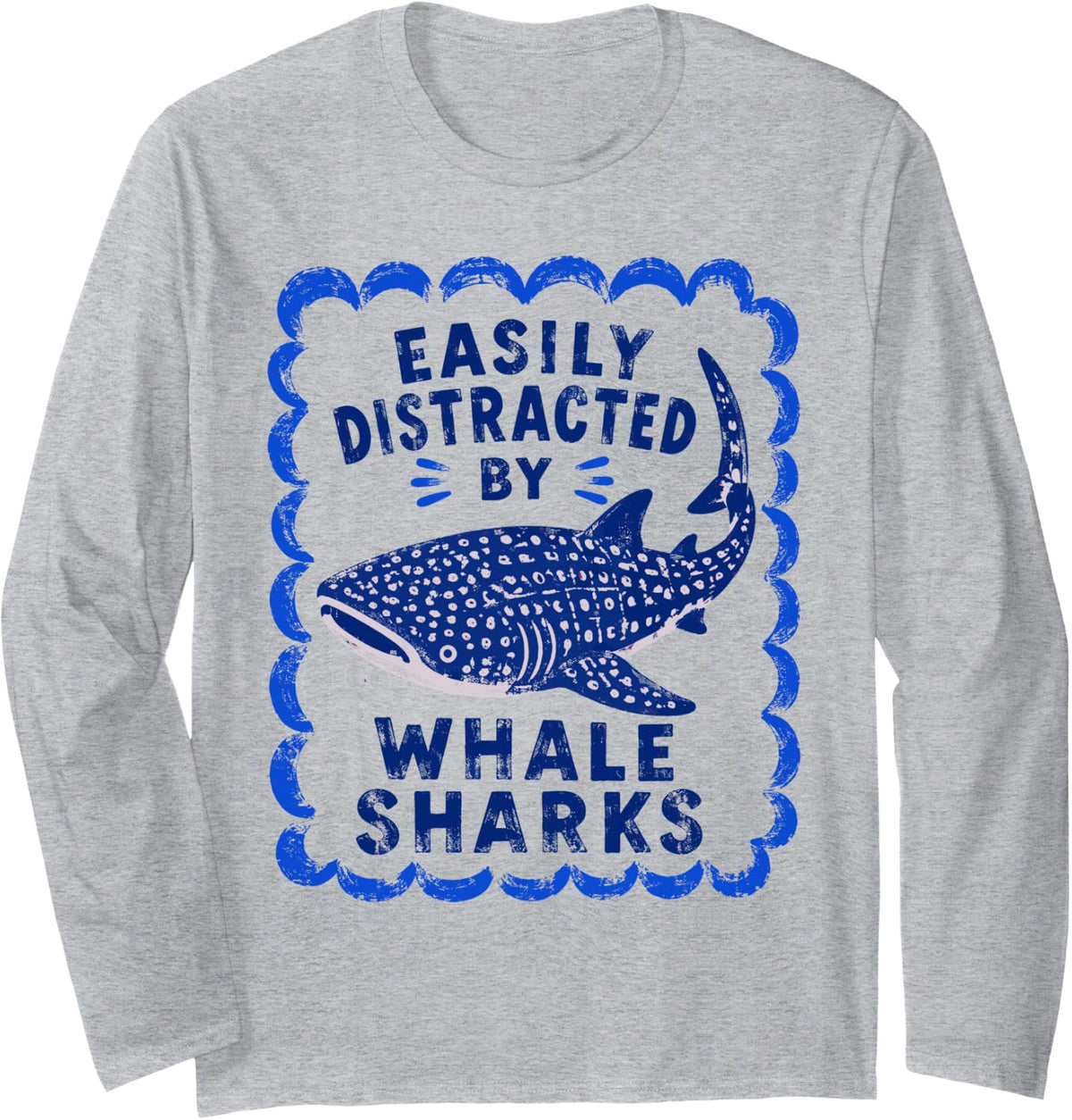 Easily Distracted By Whale Sharks Life Long Sleeve T-Shirt - Adult Unisex Heather Grey