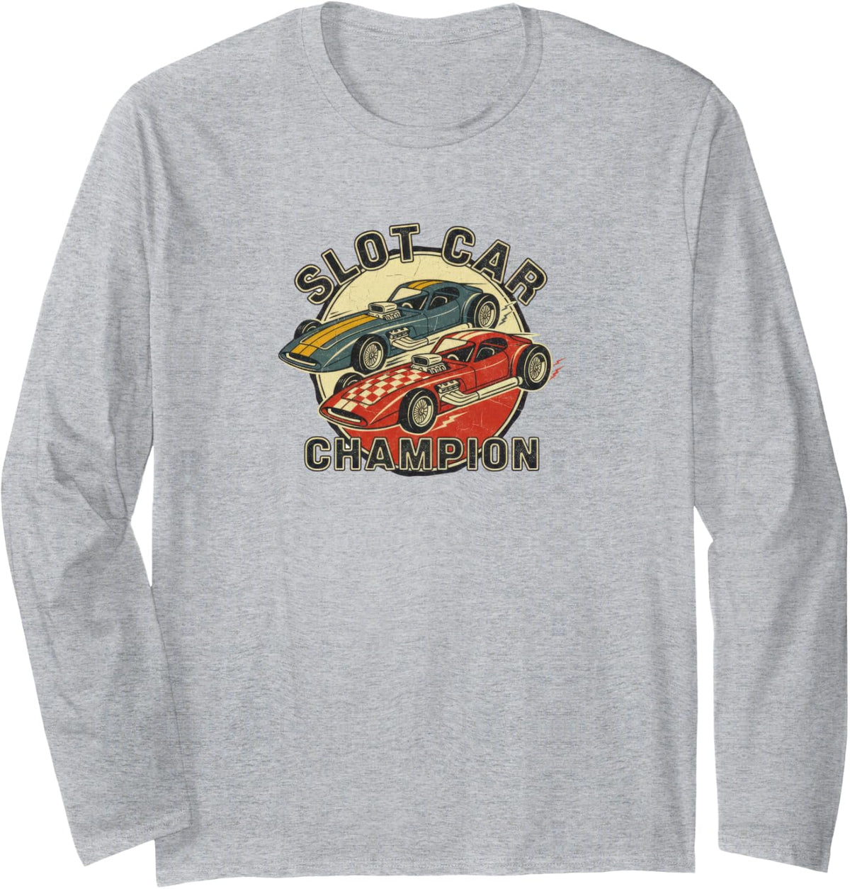 Vintage Slot Car Racing Collector Champion 1/32 Scale Long Sleeve T-Shirt - Adult Unisex Heather Grey